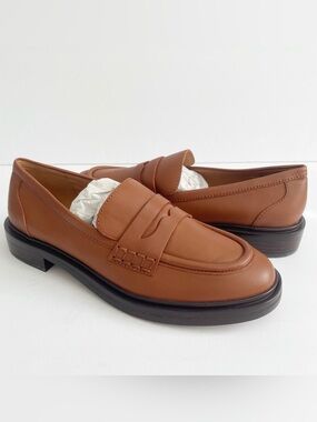 Madewell The Vernon Leather Slip On Loafers Shoes Womens Size 7.5 Brown New